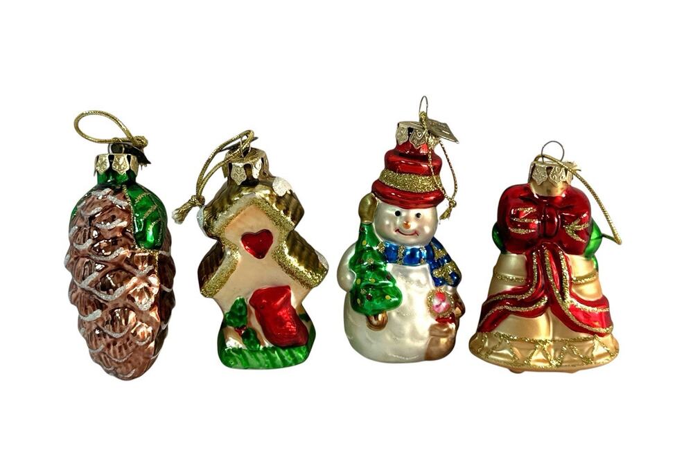 Thomas Pacconi Classics Mini Glass Christmas Ornaments Set of 4 3” Holiday